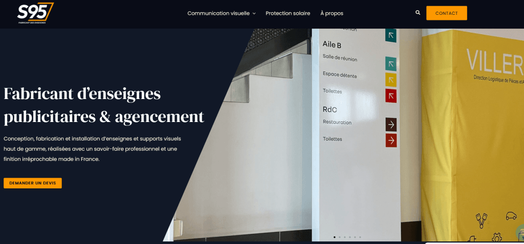 Aperçu du site vitrine S95, entreprise de signalétique et d’enseignes à Sannois.